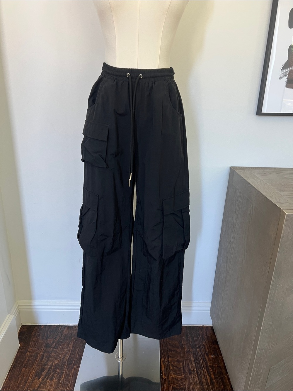 superdown Black Cargo Wide-Leg Pants